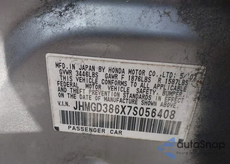 2007 Honda Fit Sport from USA, damaged, VIN JHMGD386X7S056408